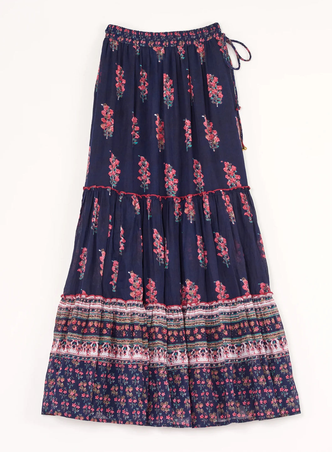 M.A.B.E. Flori Print Maxi Skirt Indigo M440169
