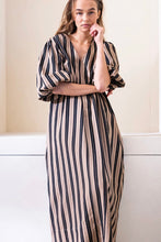 Afbeelding in Gallery-weergave laden, Ruby Tuesday Micah Maxi Dress Camel Stripe T212-1850
